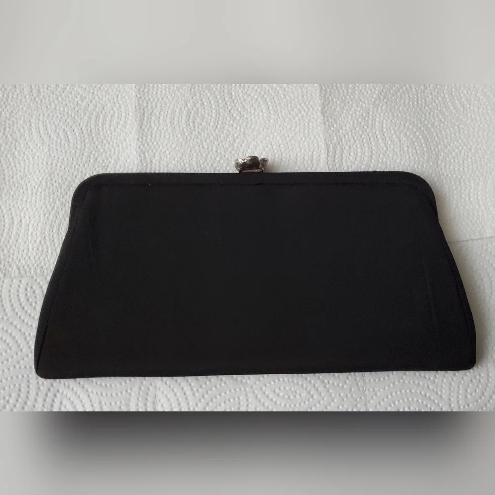 Vintage Black Silky Formal Clutch Purse - Picture 6 of 7